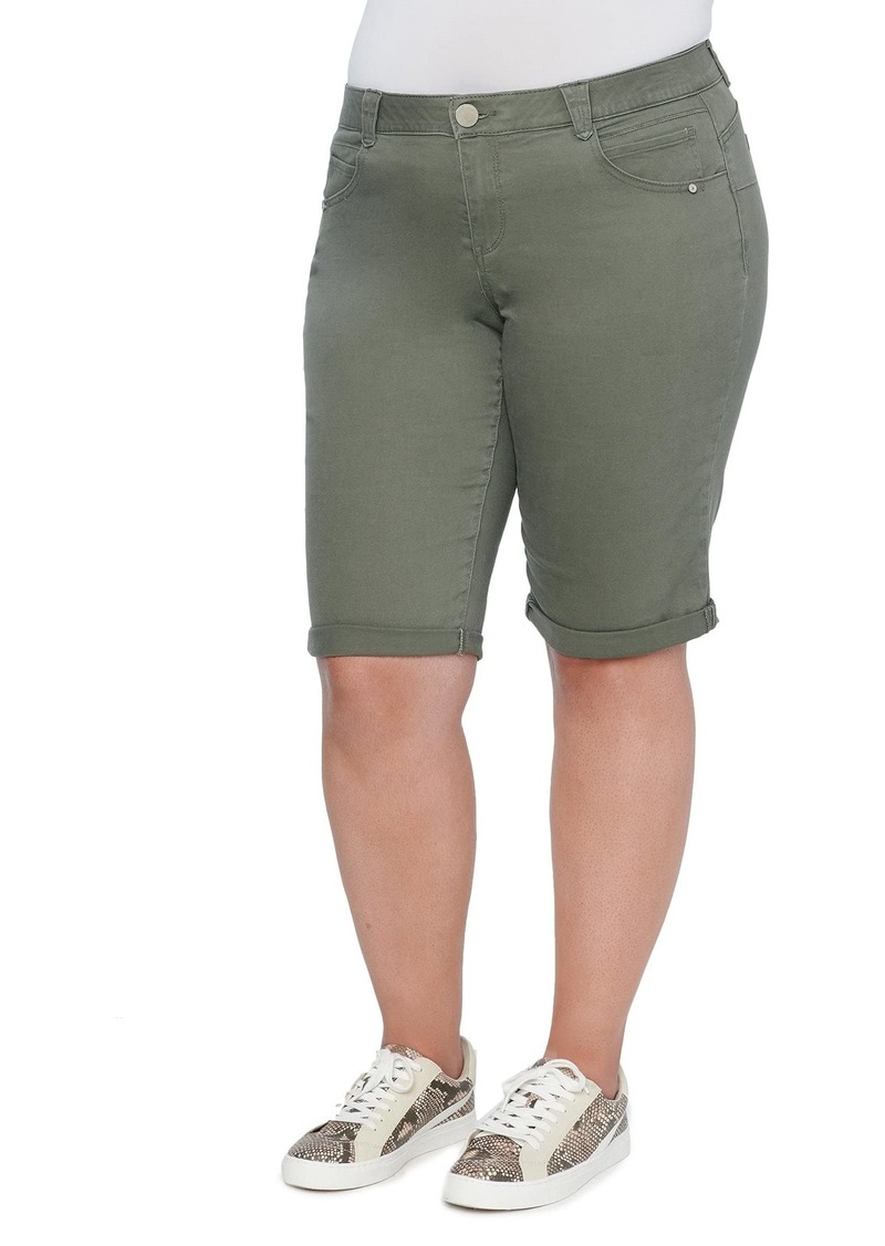 Democracy womens Plus Size Ab Solution Bermuda Shorts Dusty Olive  US