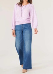 Democracy Long Puff Blouson Sleeve Knit Top In Heather Orchid