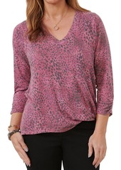 Democracy V-Neck Knit Top In Berry