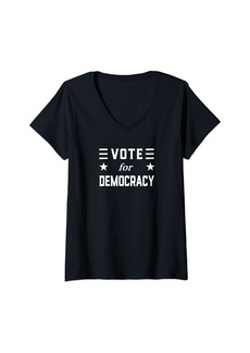 Womens Americans Vote for Democracy V-Neck T-Shirt