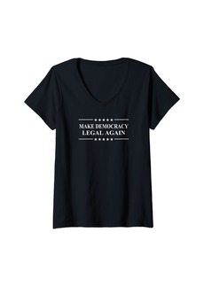 Womens Democracy America Legal Again Vote Freedom 2024 Elections V-Neck T-Shirt
