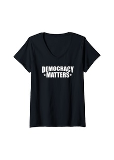 Womens Democracy Matters Voting Elections V-Neck T-Shirt
