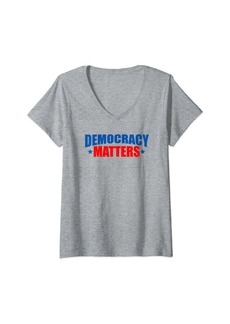Womens Democracy Matters Voting V-Neck T-Shirt