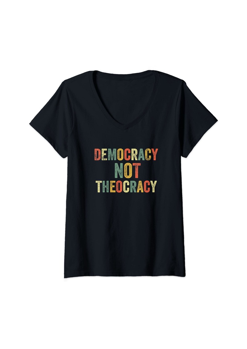 Womens Democracy Not Theocracy Separation Church Religion Freedom V-Neck T-Shirt