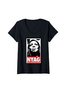 Democracy Womens NYAG Tish James -  Women Will Save America V-Neck T-Shirt