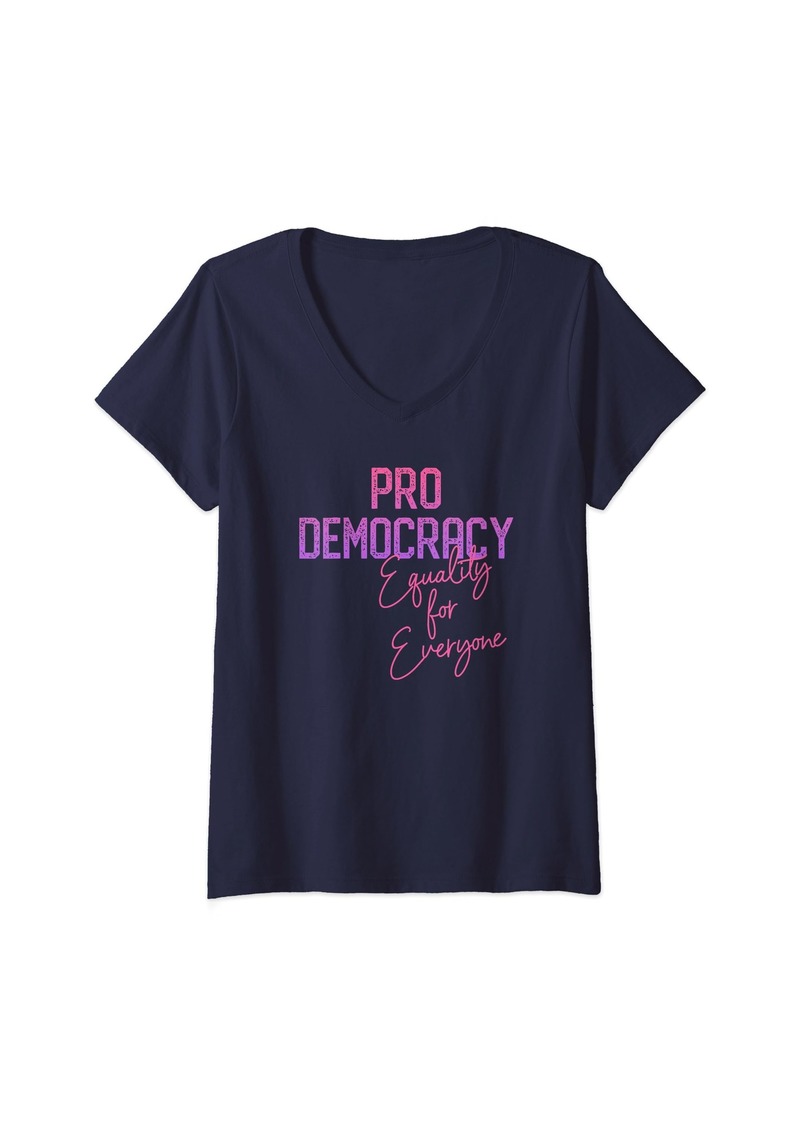 Womens Pro Democracy Equality for All Save our Democracy V-Neck T-Shirt