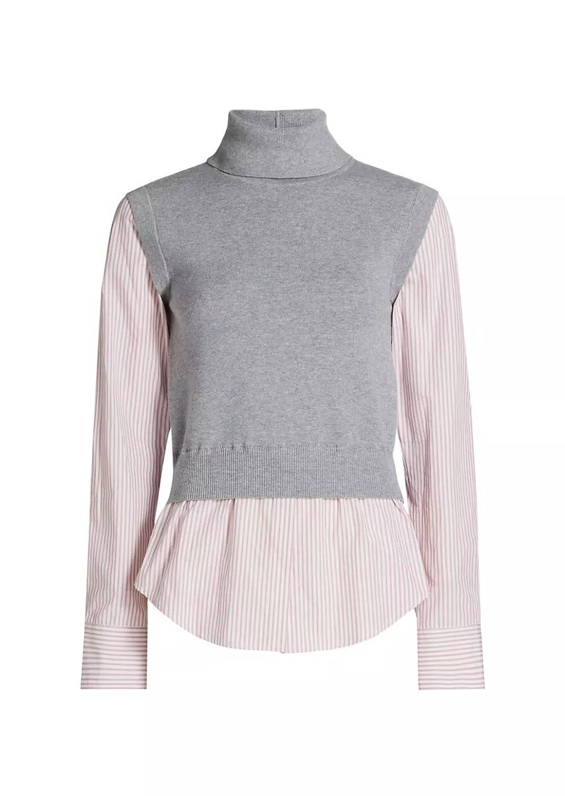 Derek Lam Aissa Striped Wool-Blend Mixed-Media Top