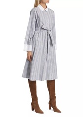 Derek Lam Alana Striped Cotton Long-Sleeve Shirtdress