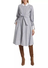 Derek Lam Alana Striped Cotton Long-Sleeve Shirtdress