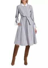 Derek Lam Alana Striped Cotton Long-Sleeve Shirtdress