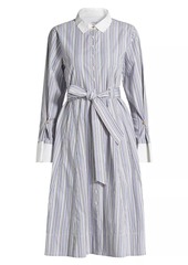 Derek Lam Alana Striped Cotton Long-Sleeve Shirtdress