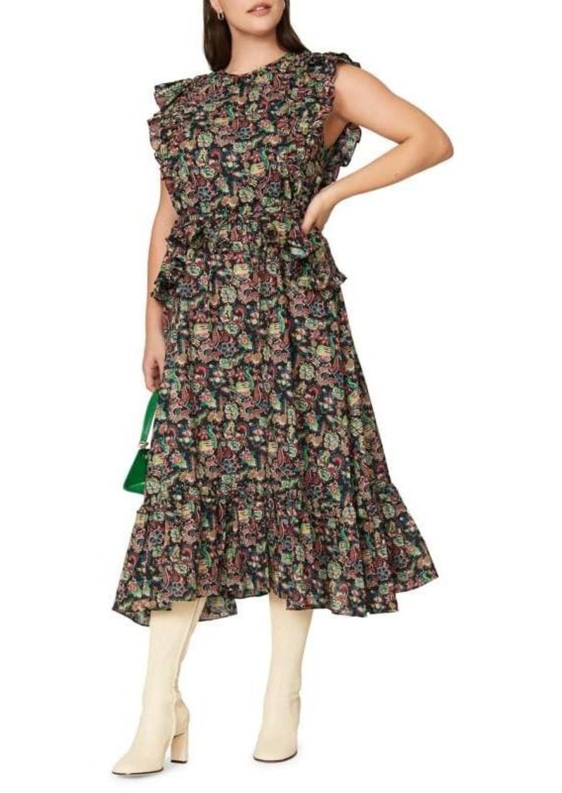 Derek Lam Ariella Floral Ruffle Midi Dress