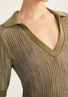 Derek Lam Axelle Polo Sweater In Oregano Hyacinth