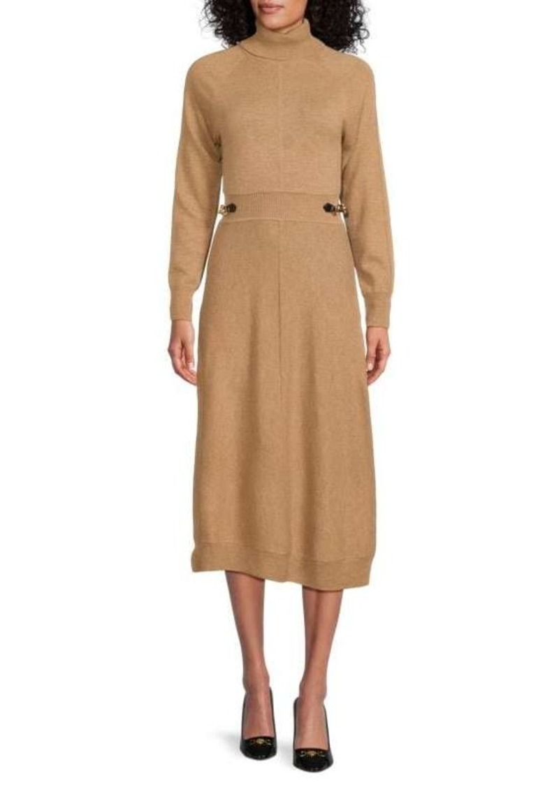 Derek Lam Becky Turtle Neck Wool Midi Dress