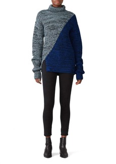 Derek Lam Bicolor Turtleneck Sweater In Blue
