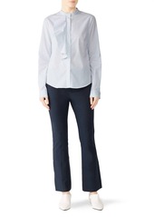 Derek Lam Cascade Ruffle Button Down Shirt In Blue