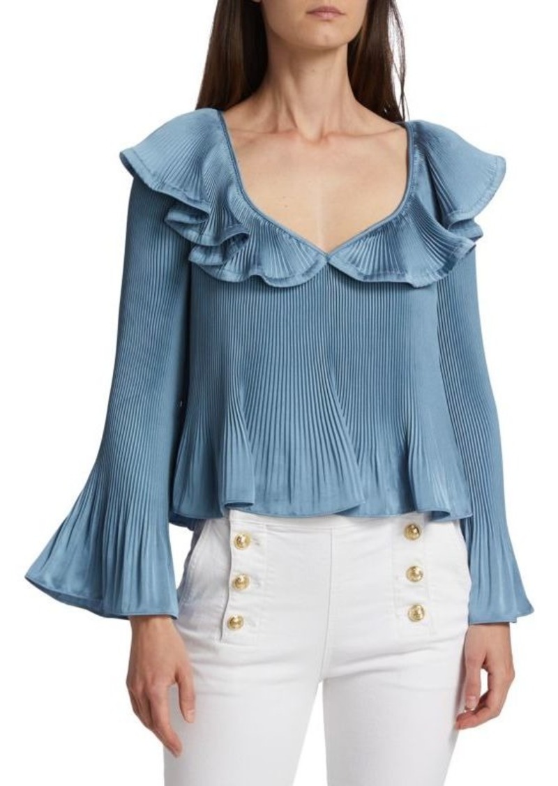 Derek Lam Charis Pleated Ruffle Blouse