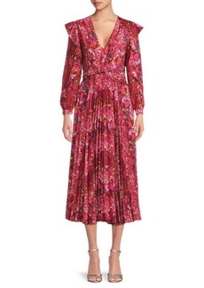 Derek Lam Chrishelle Floral Pleated A-LIne Midi Dress