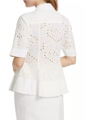 Derek Lam Cilou Eyelet Utility Peplum Shirt