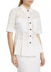 Derek Lam Cilou Eyelet Utility Peplum Shirt