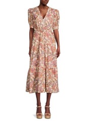 Derek Lam Columbia Floral Puff Sleeve Midi Dress