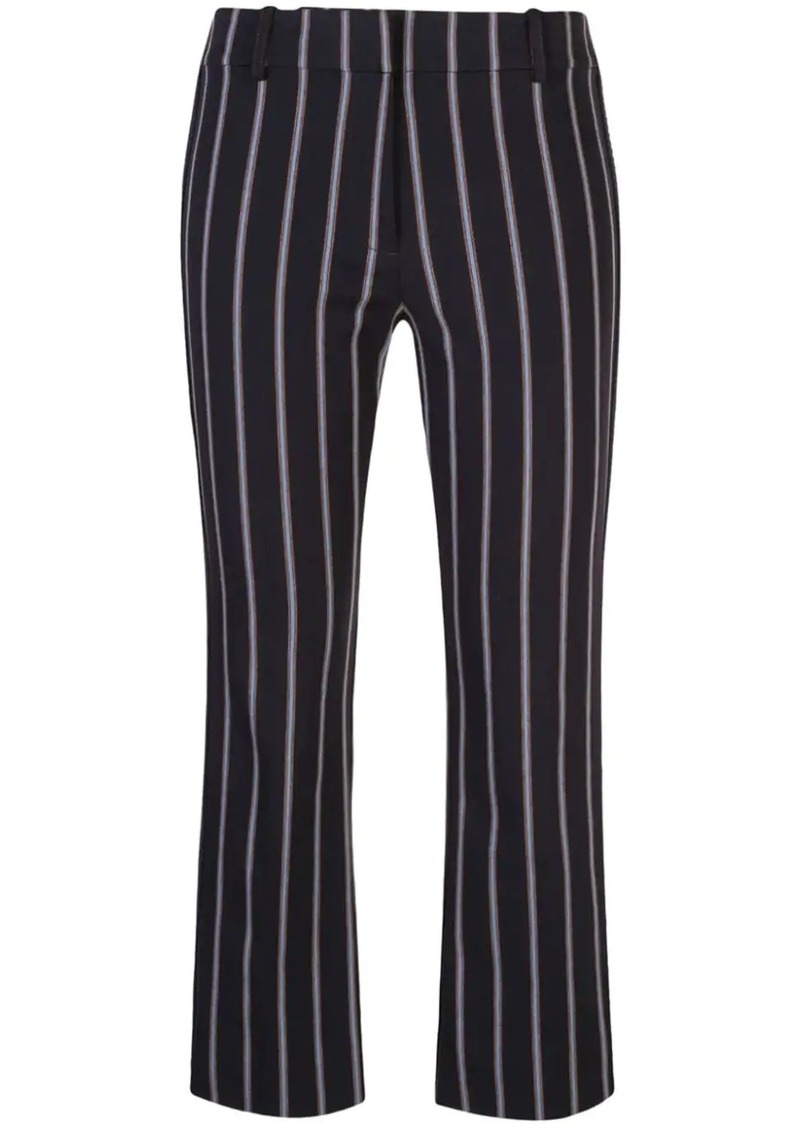 Cropped Flare Pencil Striped Trouser with Braided Trim