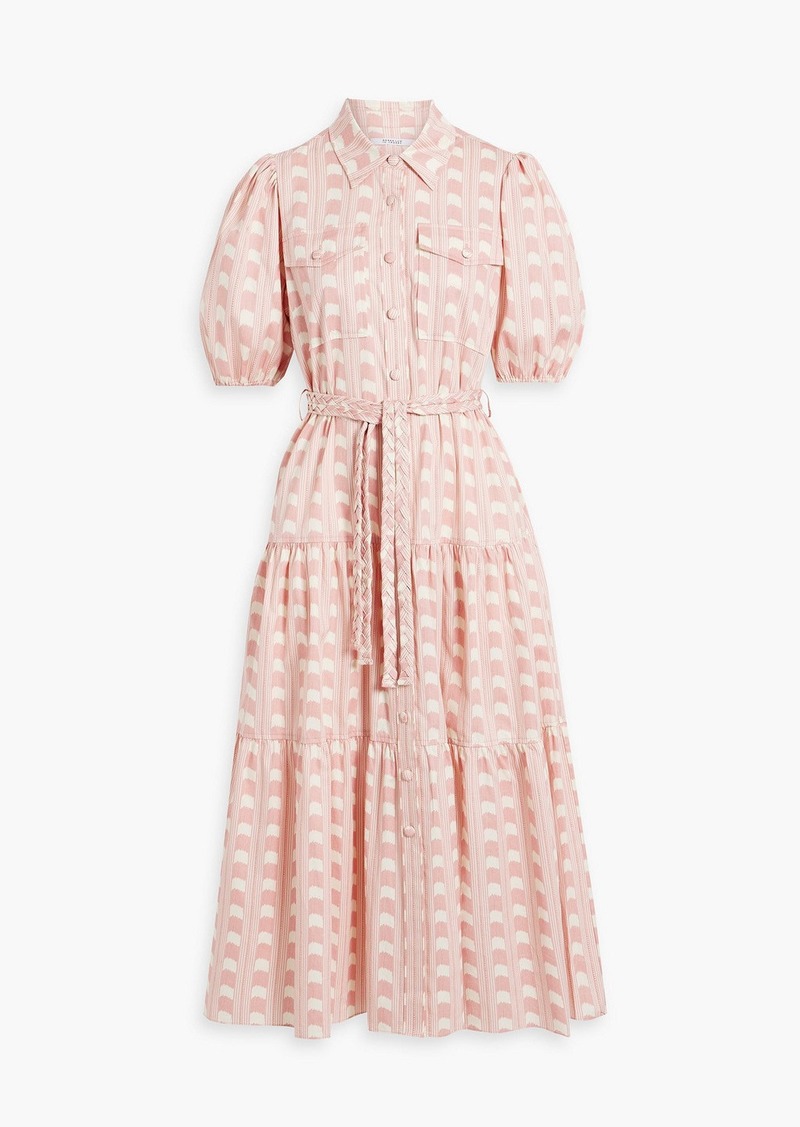 Derek Lam 10 Crosby - Tiered printed cotton midi shirt dress - Pink - US 10