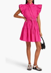 Derek Lam 10 Crosby - Finn belted ruffled cotton-poplin mini dress - Pink - US 00