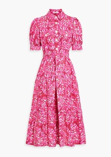 Derek Lam 10 Crosby - Belted printed broderie anglaise cotton midi shirt dress - Pink - US 00