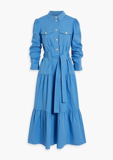 Derek Lam 10 Crosby - Belted tiered cotton-blend poplin midi shirt dress - Blue - US 8