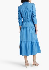 Derek Lam 10 Crosby - Belted tiered cotton-blend poplin midi shirt dress - Blue - US 4