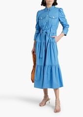 Derek Lam 10 Crosby - Belted tiered cotton-blend poplin midi shirt dress - Blue - US 4