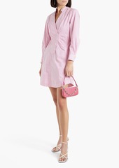 Derek Lam 10 Crosby - Beverly gathered striped cotton-blend sateen mini shirt dress - Pink - US 0