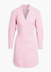 Derek Lam 10 Crosby - Beverly gathered striped cotton-blend sateen mini shirt dress - Pink - US 2