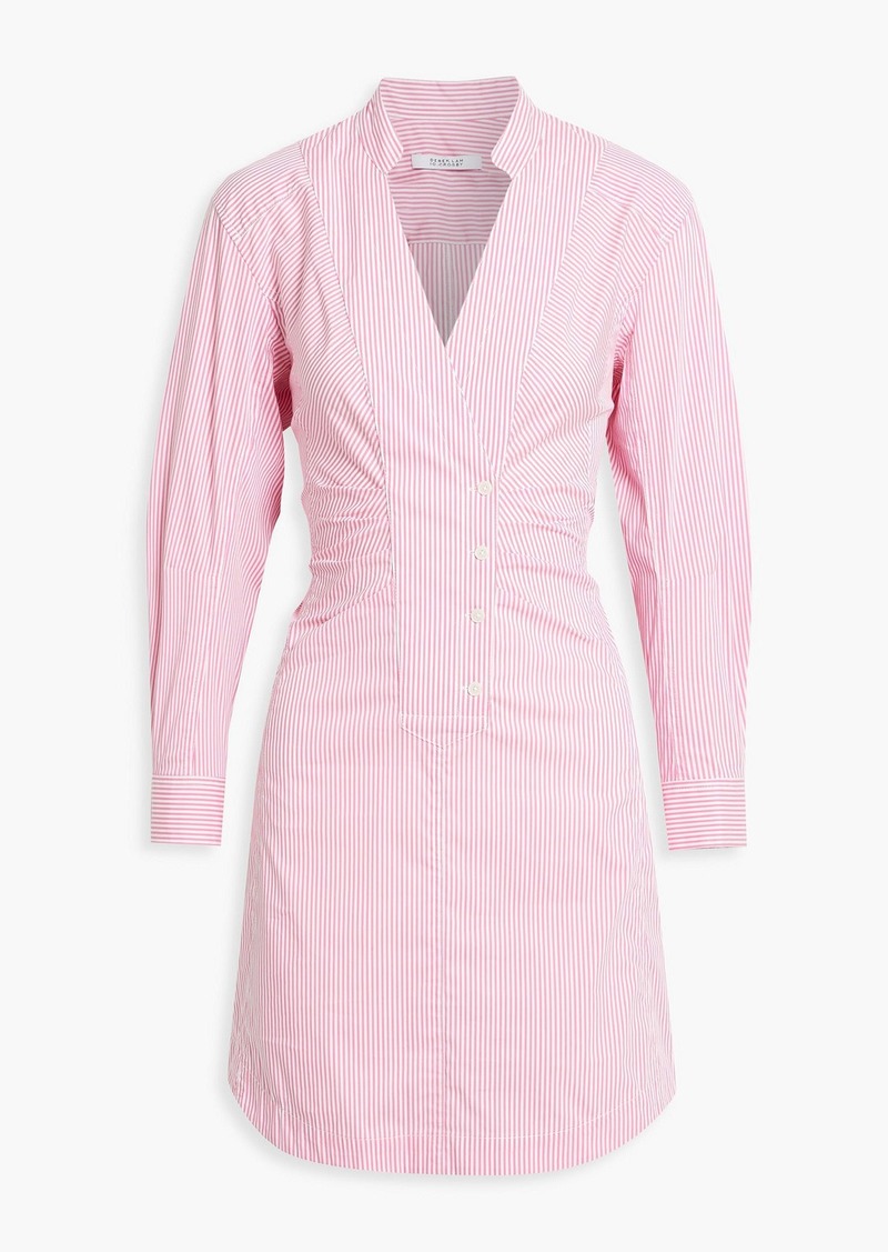 Derek Lam 10 Crosby - Beverly gathered striped cotton-blend sateen mini shirt dress - Pink - US 2