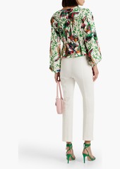 Derek Lam 10 Crosby - Breanna gathered printed linen-blend gauze blouse - Green - US 10