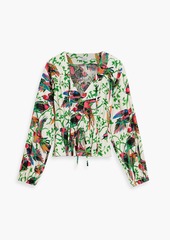 Derek Lam 10 Crosby - Breanna gathered printed linen-blend gauze blouse - Green - US 0
