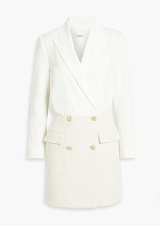 Derek Lam 10 Crosby - Chiara button-detailed twill and metallic tweed mini dress - White - US 0