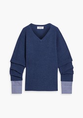 Derek Lam 10 Crosby - Cassie poplin-paneled wool sweater - Blue - S