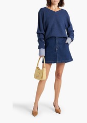 Derek Lam 10 Crosby - Cassie poplin-paneled wool sweater - Blue - S