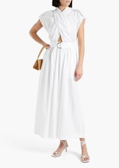 Derek Lam 10 Crosby - Celeste wrap-effect cutout cotton-poplin maxi dress - White - US 12