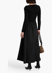 Derek Lam 10 Crosby - Convertible ribbed knit-paneled taffeta midi dress - Black - M