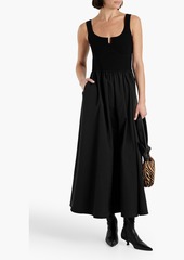 Derek Lam 10 Crosby - Convertible ribbed knit-paneled taffeta midi dress - Black - M