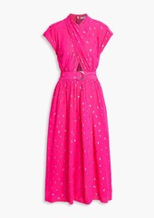 Derek Lam 10 Crosby - Celeste wrap-effect metallic fil coupé crepe de chine midi wrap dress - Pink - US 0