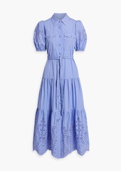 Derek Lam 10 Crosby - Daphne tiered broderie anglaise cotton midi shirt dress - Purple - US 0