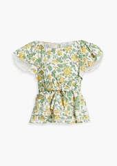 Derek Lam 10 Crosby - Delphine ruffled floral-print cotton-blend poplin top - Yellow - US 0
