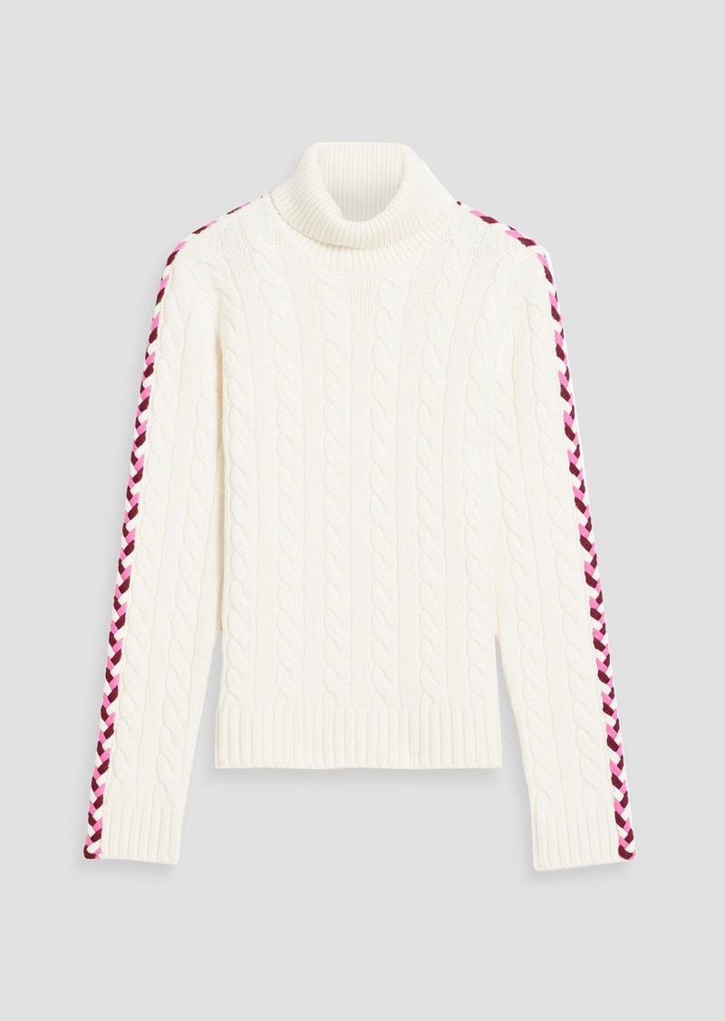 Derek Lam 10 Crosby - Embroidered cable-knit wool turtleneck sweater - White - M