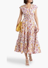 Derek Lam 10 Crosby - Fatima tiered printed cotton-blend poplin midi dress - Yellow - US 2