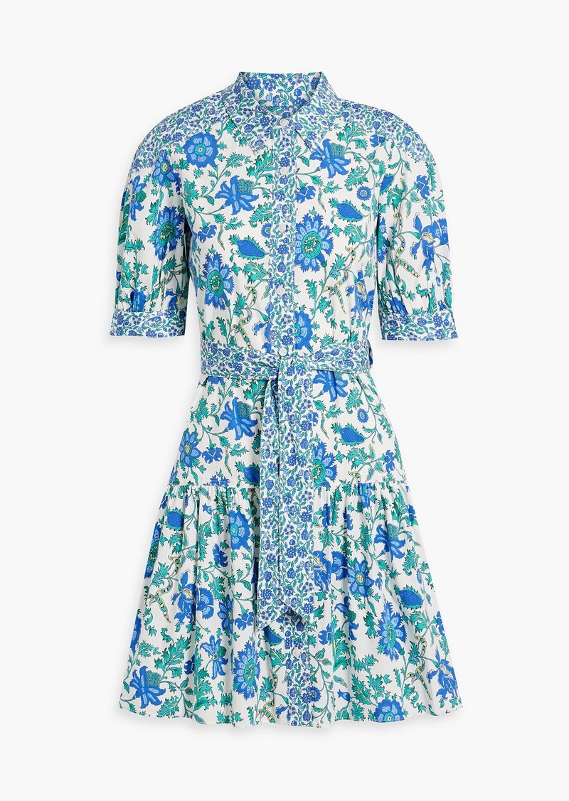 Derek Lam 10 Crosby - Luma floral-print cotton-blend poplin mini shirt dress - Blue - US 14