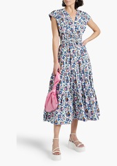 Derek Lam 10 Crosby - Fatima gathered floral-print cotton-blend poplin midi dress - Blue - US 14